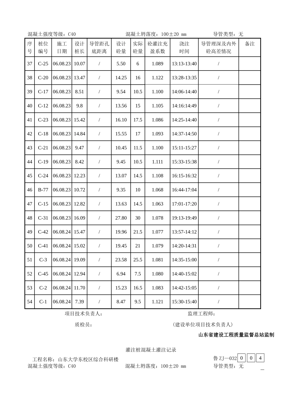 灌注桩砼灌注记录_第3页