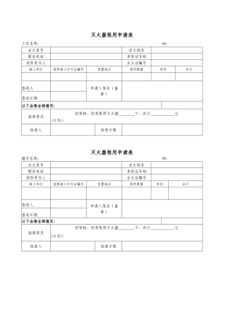 灭火器租用申请表