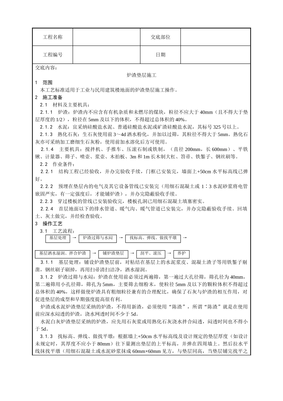炉渣垫层施工工艺_第1页