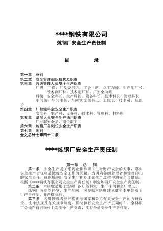 炼钢厂安全生产责任制汇编
