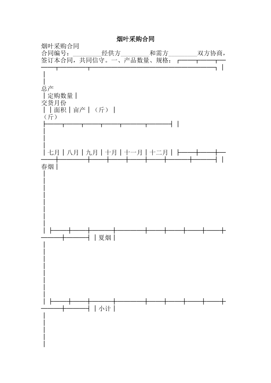 烟叶采购合同-精品文案范文_第1页