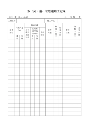 烟风道施工记录