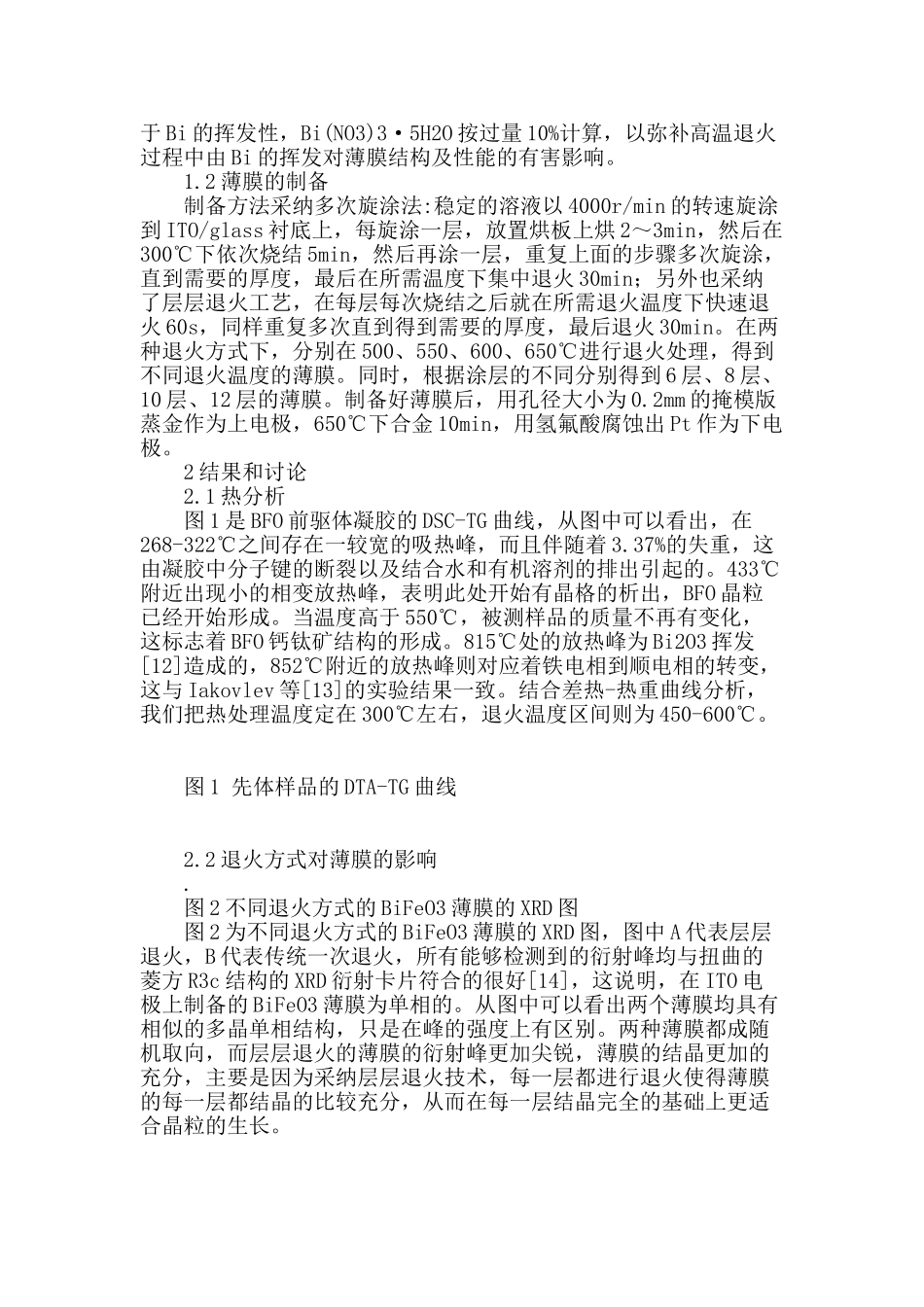 热处理工艺对铁酸铋薄膜结构和表面形貌的影响_第2页