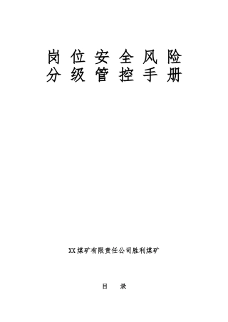 煤矿公司各岗位安全风险分级管控手册