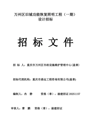 照明工程一期设计招标文件