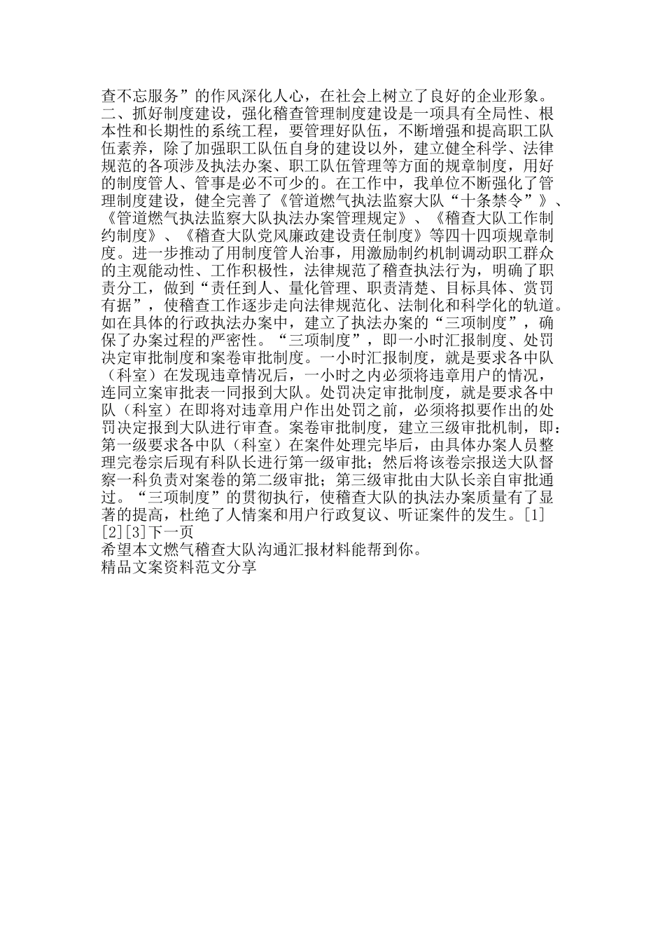 燃气稽查大队交流汇报材料-精品文案范文_第2页