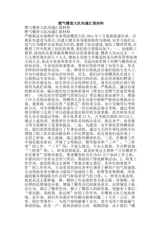 燃气稽查大队交流汇报材料-精品文案范文