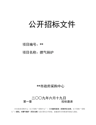 燃气锅炉采购招标文件