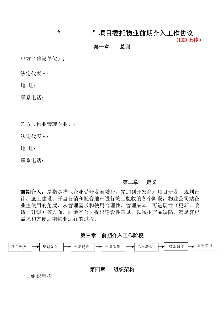 物业管理前期介入工作协议_第1页