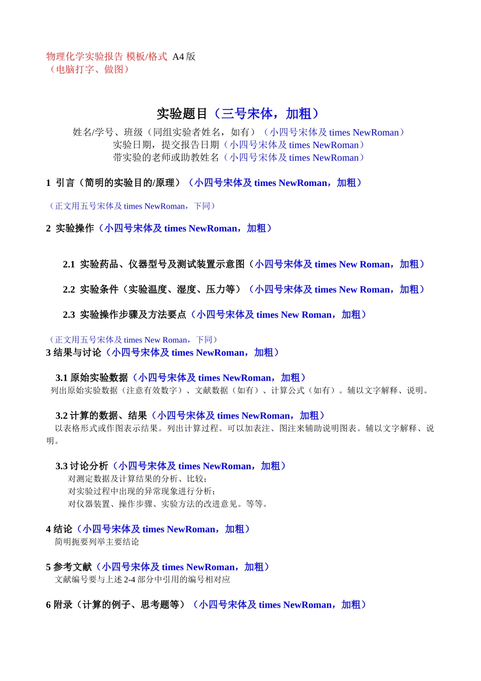 物理化学实验报告模板格式_第1页