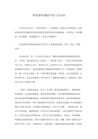 特岗教师2025年度工作总结