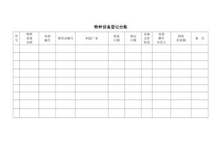 特种设备登记台账