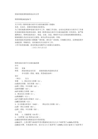 特种设备行政许可分级实施范围