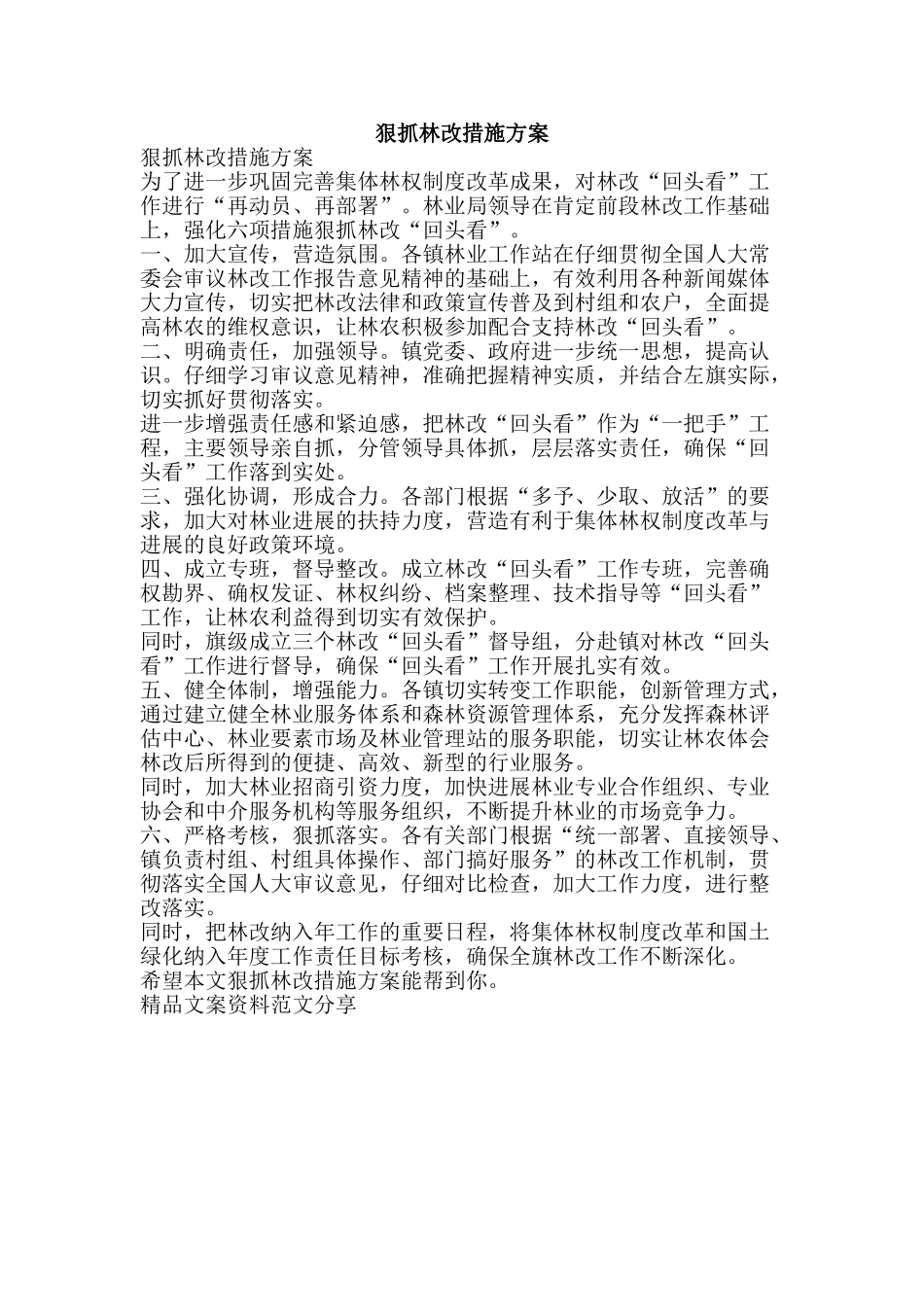 狠抓林改措施方案-精品文案范文_第1页