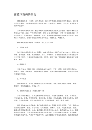 猪链球菌病的预防
