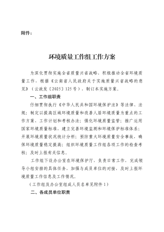 环境质量工作组工作方案