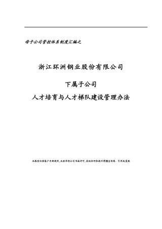 环洲钢业子公司人才培养与人才梯队建设管理办法