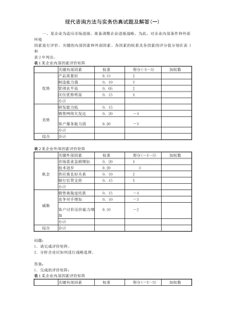 现代咨询方法与实务仿真试题及解答1