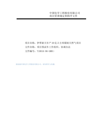 现场预试车工作组织、协调办法