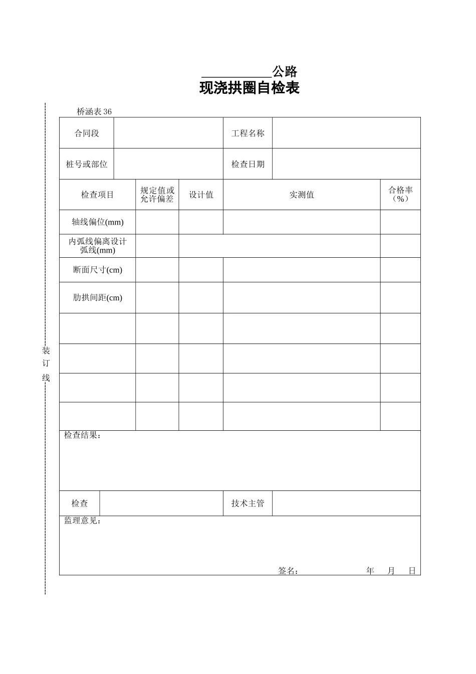 现浇拱圈自检表_第1页