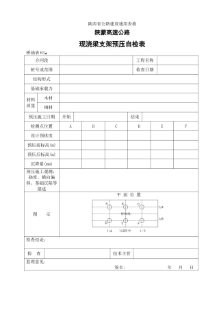 现浇梁支架预压自检表