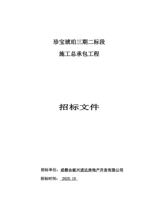珍宝琥珀三期二标段总包工程施工招标文件