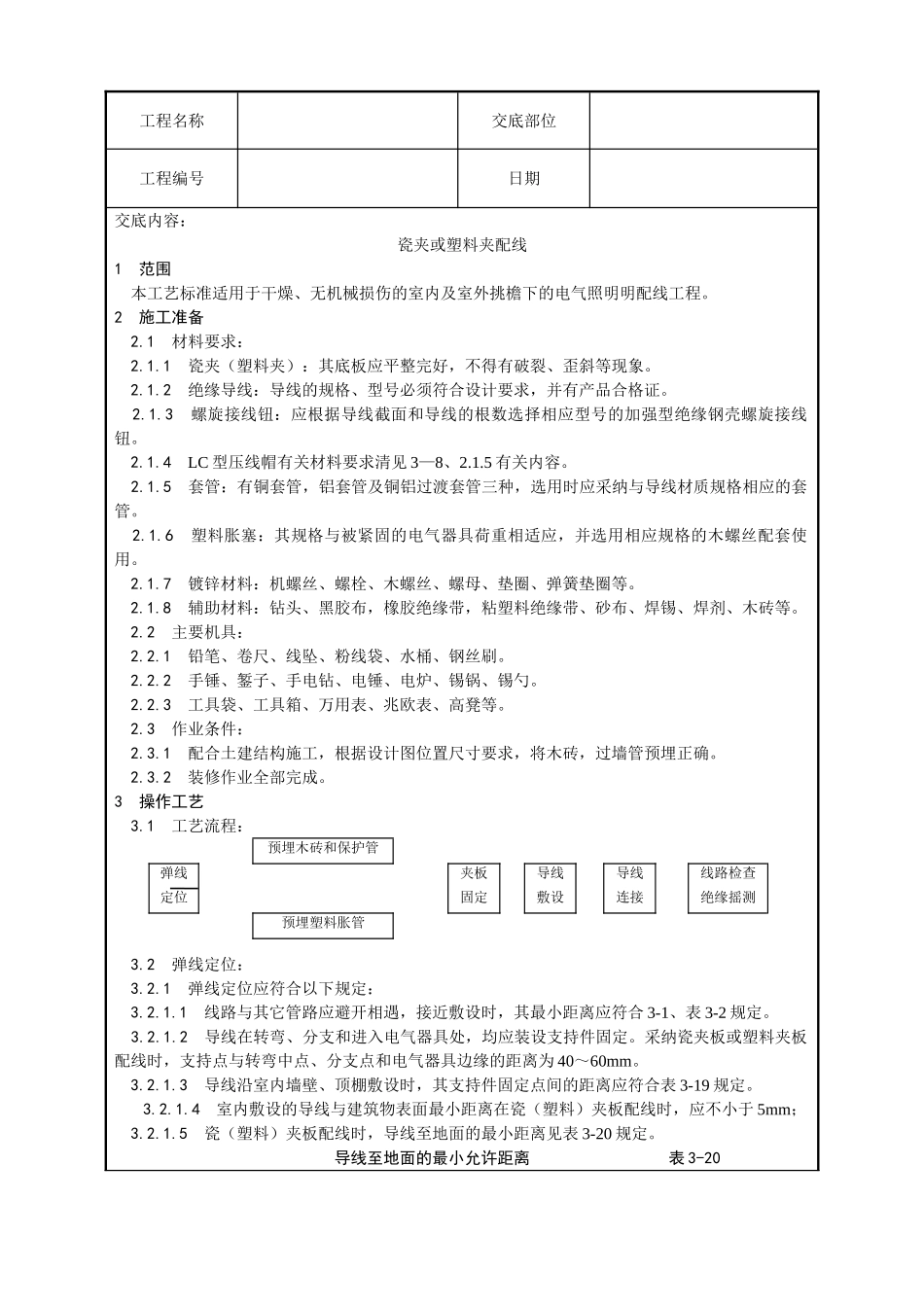 瓷夹或塑料夹配线工艺_第1页