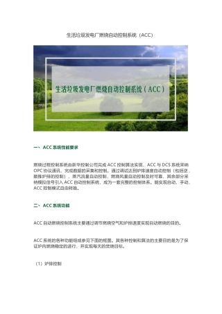 生活垃圾发电厂燃烧自动控制系统