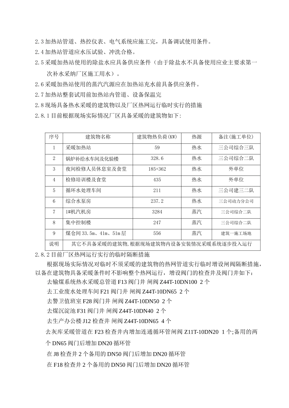 电力冶金厂区热网及采暖加热站分部试运措施_第2页