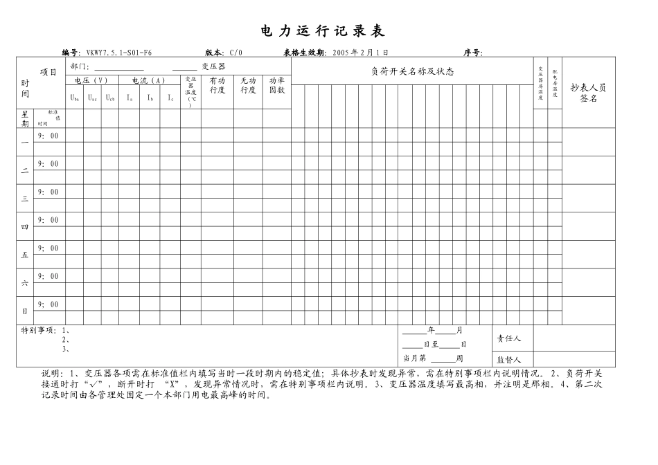 电力运行记录表_第1页
