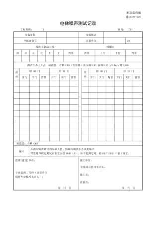 电梯噪声测试记录
