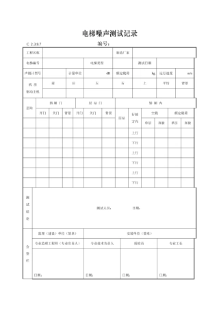 电梯噪声测试记录