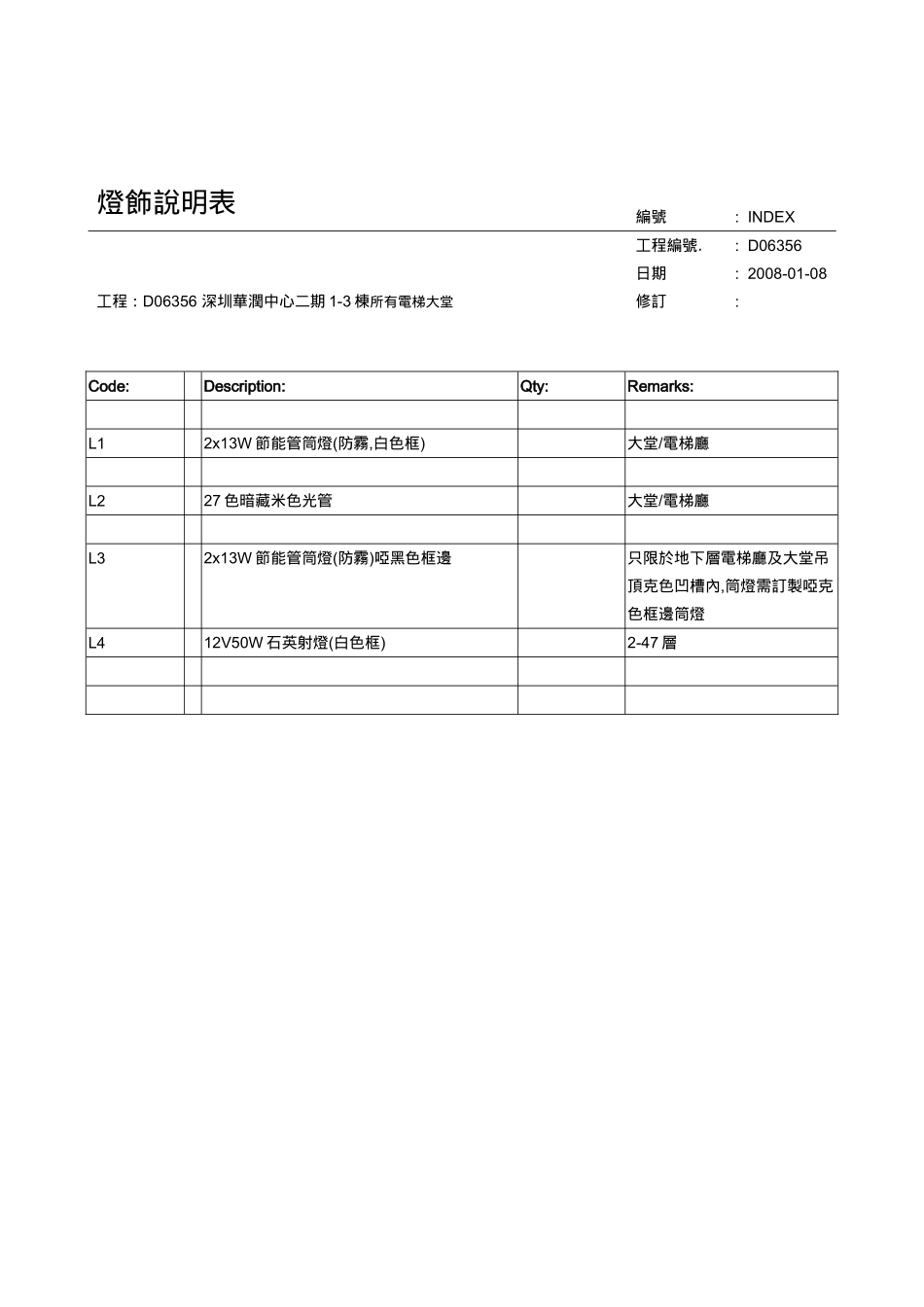 电梯大堂灯具明细表_第2页