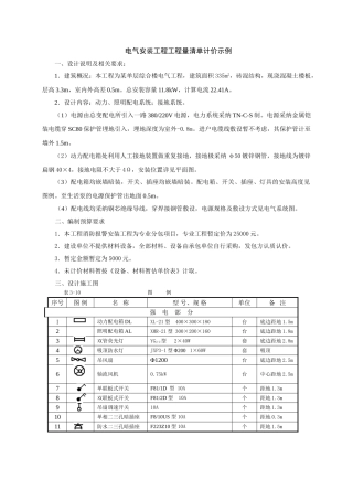 电气安装工程工程量清单计价示例