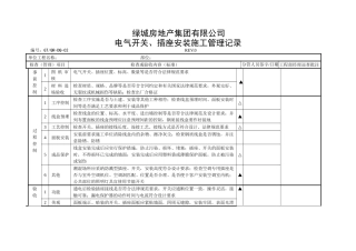电气开关、插座安装施工管理记录