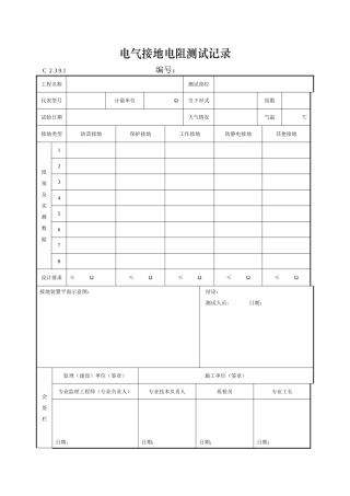 电气接地电阻测试记录9。1