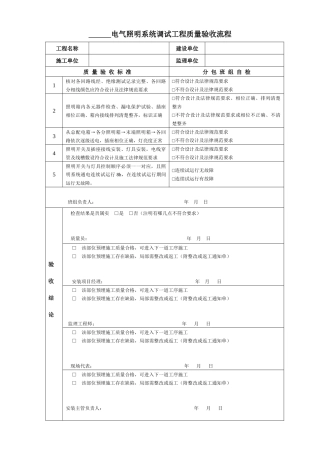 电气照明系统调试工程质量验收流程