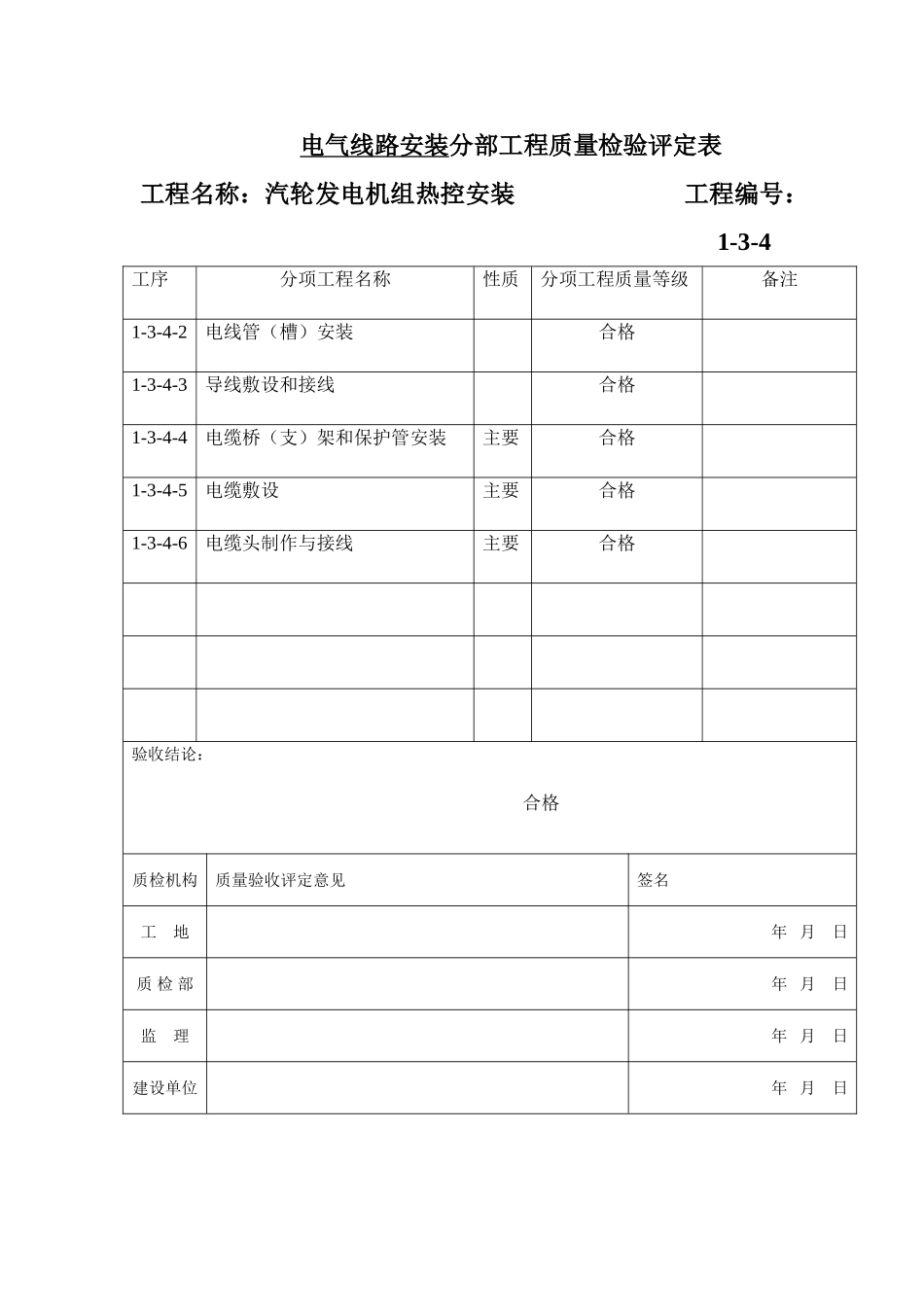 电气线路安装分部报验申请表1-3-4_第2页