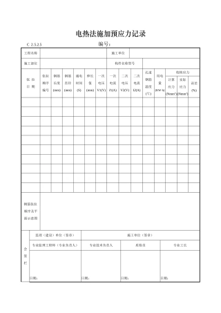 电热法施加预应力记录