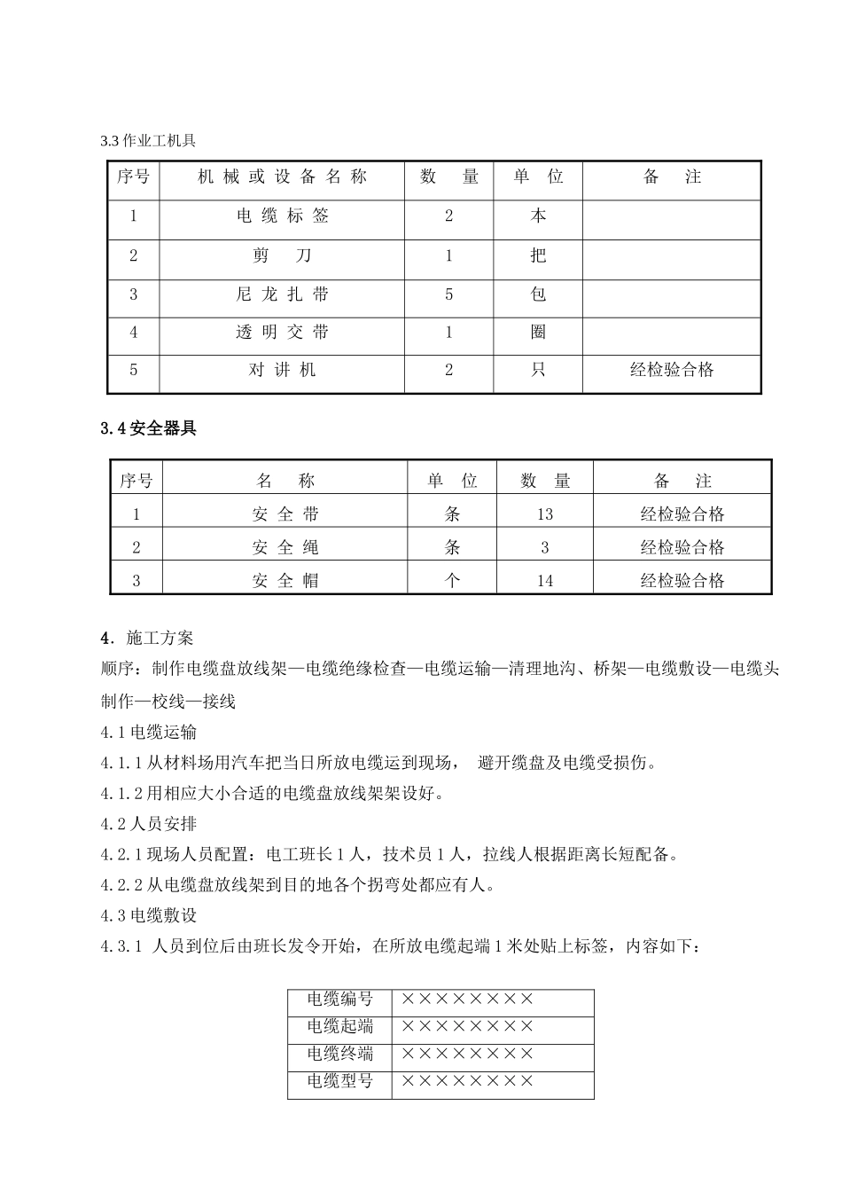 电缆敷设及接线作业指导书_第3页