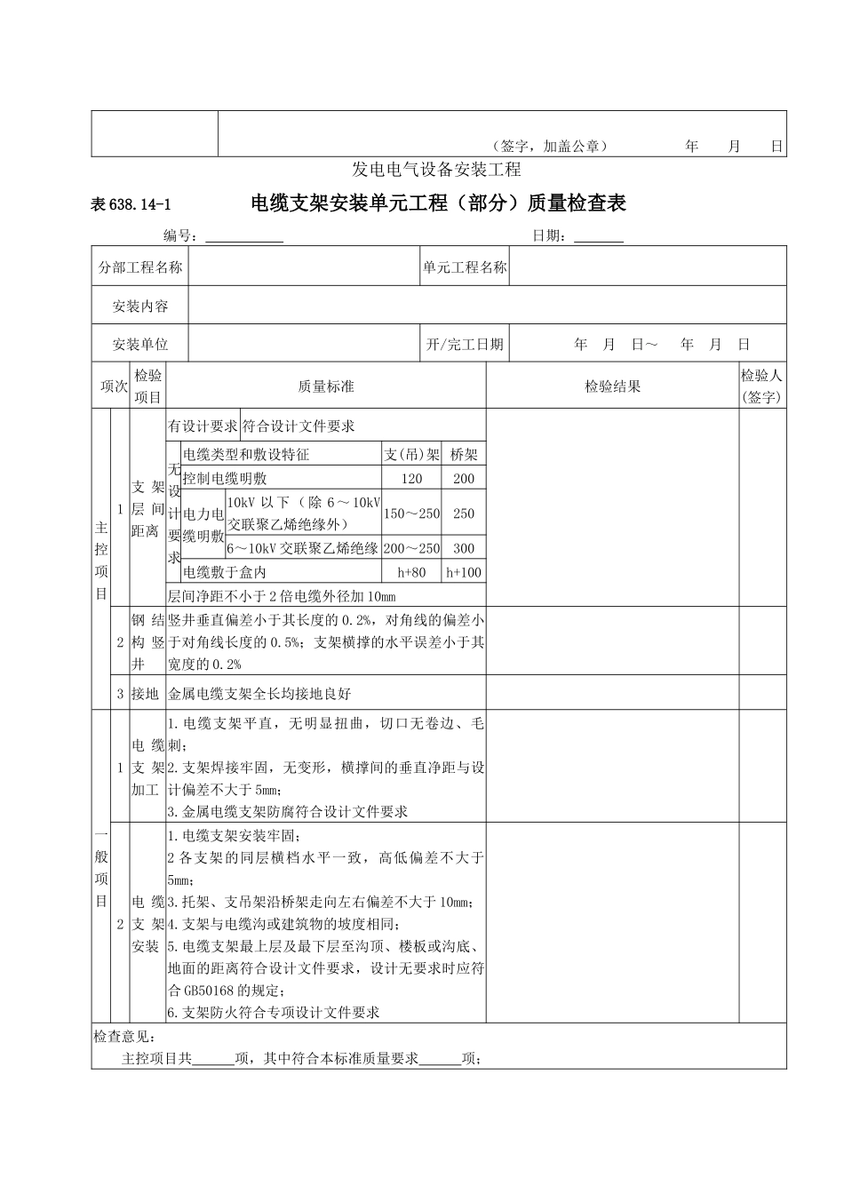 电缆线路安装单元工程安装质量验收评定表_第2页