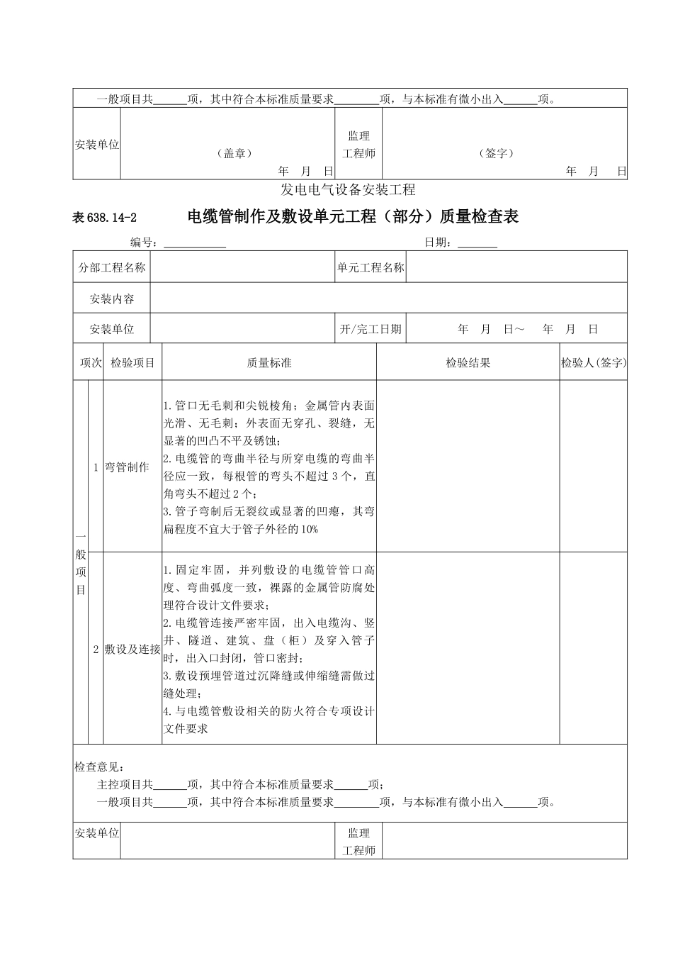 电缆线路安装单元工程安装质量验收评定表_第3页