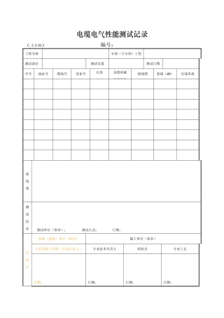 电缆电气性能测试记录