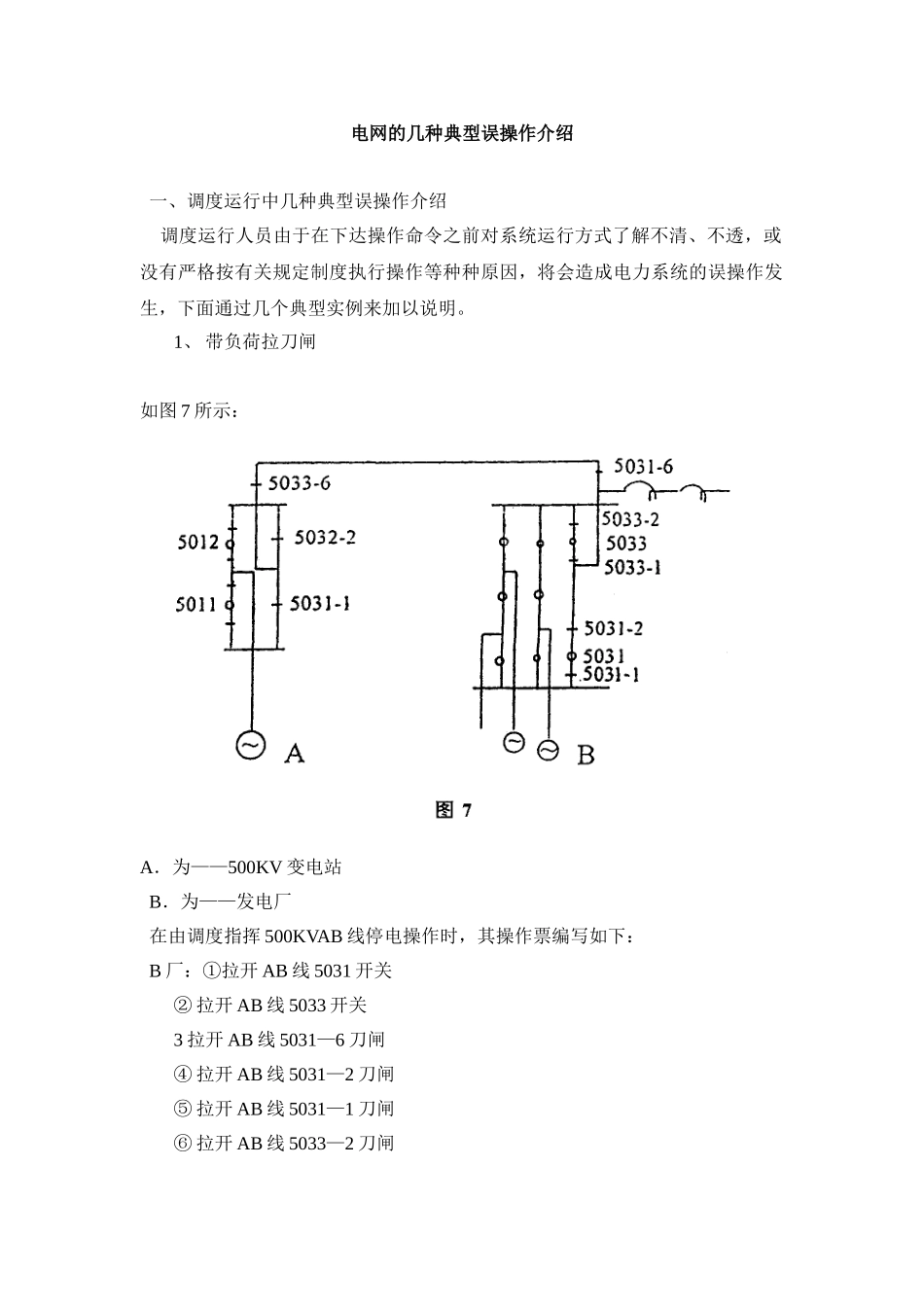 电网的几种典型误操作介绍_第1页