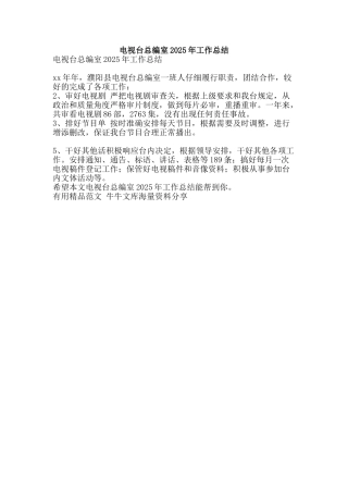 电视台总编室2009年工作总结-精品范文资料