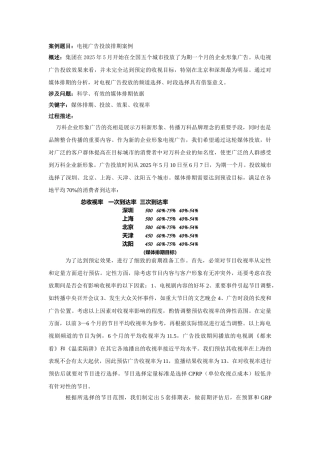 电视广告排期案例