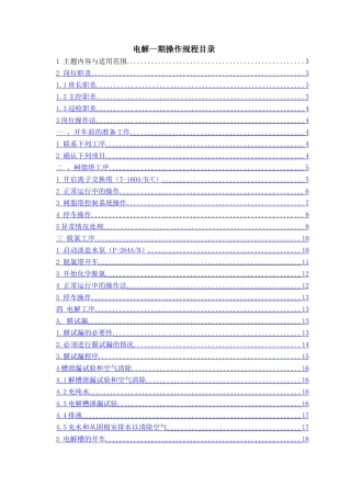电解工段一期操作规程