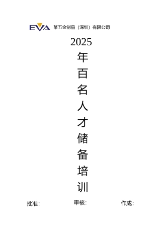 百名储备人才培训方案