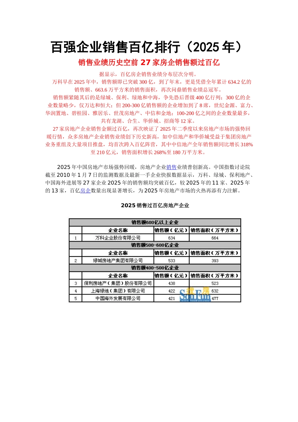 百强企业销售百亿排行_第1页