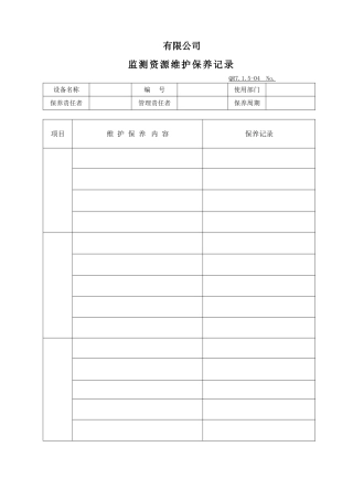 监测资源维护保养记录